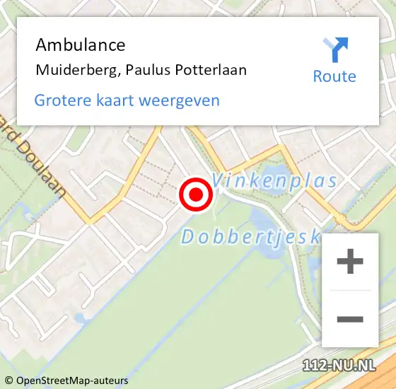 Locatie op kaart van de 112 melding: Ambulance Muiderberg, Paulus Potterlaan op 25 december 2014 14:06