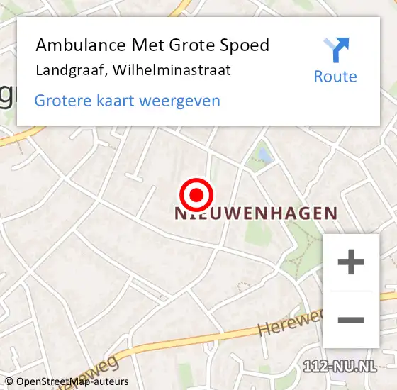 Locatie op kaart van de 112 melding: Ambulance Met Grote Spoed Naar Landgraaf, Wilhelminastraat op 25 december 2014 14:22