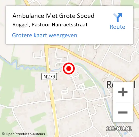 Locatie op kaart van de 112 melding: Ambulance Met Grote Spoed Naar Roggel, Pastoor Hanraetsstraat op 25 december 2014 14:33