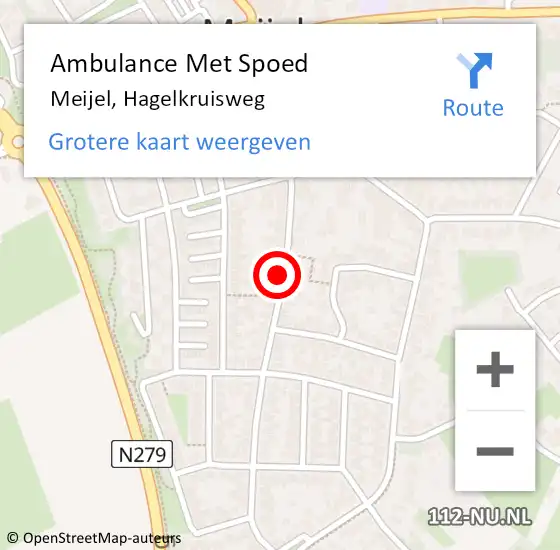 Locatie op kaart van de 112 melding: Ambulance Met Spoed Naar Meijel, Hagelkruisweg op 25 december 2014 15:06