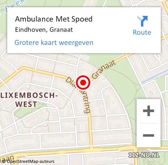 Locatie op kaart van de 112 melding: Ambulance Met Spoed Naar Eindhoven, Granaat op 25 december 2014 15:49