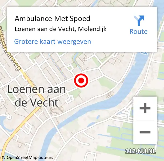 Locatie op kaart van de 112 melding: Ambulance Met Spoed Naar Loenen aan de Vecht, Molendijk op 25 december 2014 16:18