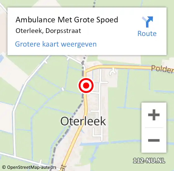 Locatie op kaart van de 112 melding: Ambulance Met Grote Spoed Naar Oterleek, Dorpsstraat op 25 december 2014 16:44