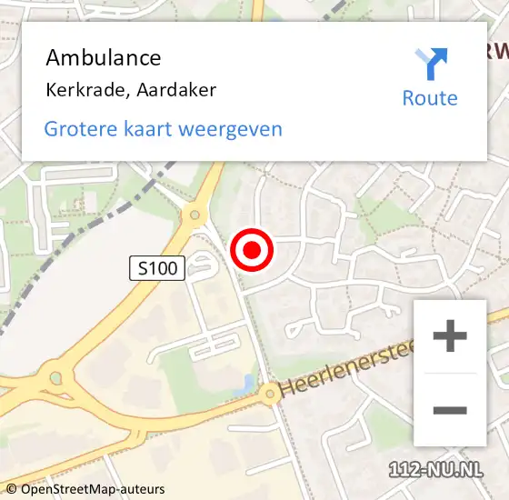 Locatie op kaart van de 112 melding: Ambulance Kerkrade, Aardaker op 25 oktober 2013 13:45