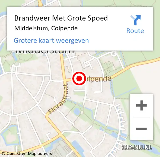 Locatie op kaart van de 112 melding: Brandweer Met Grote Spoed Naar Middelstum, Colpende op 25 december 2014 16:50