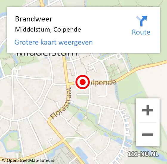 Locatie op kaart van de 112 melding: Brandweer Middelstum, Colpende op 25 december 2014 16:51