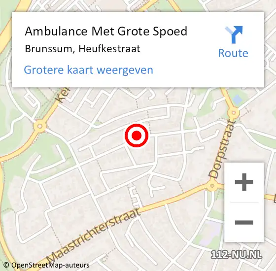 Locatie op kaart van de 112 melding: Ambulance Met Grote Spoed Naar Brunssum, Heufkestraat op 25 december 2014 17:43
