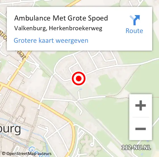 Locatie op kaart van de 112 melding: Ambulance Met Grote Spoed Naar Valkenburg, Herkenbroekerweg op 25 december 2014 17:50