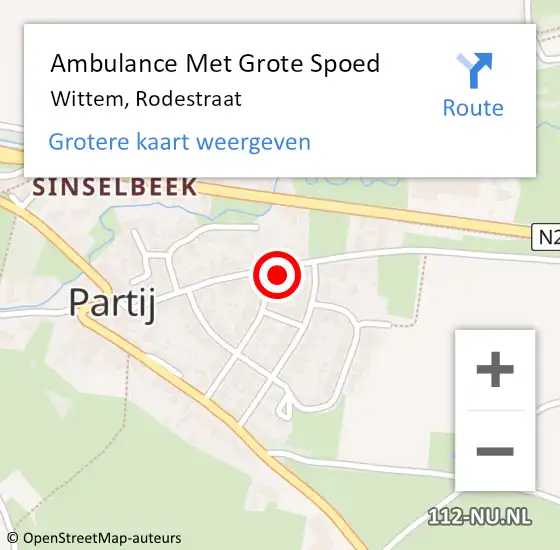 Locatie op kaart van de 112 melding: Ambulance Met Grote Spoed Naar Wittem, Rodestraat op 25 december 2014 17:59