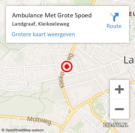 Locatie op kaart van de 112 melding: Ambulance Met Grote Spoed Naar Landgraaf, Kleikoeleweg op 25 december 2014 18:05