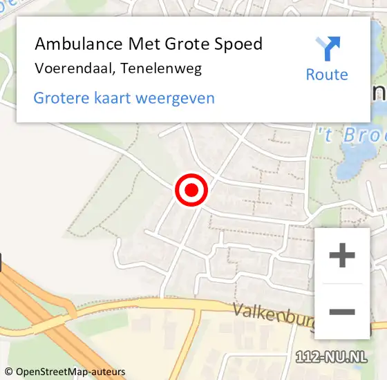 Locatie op kaart van de 112 melding: Ambulance Met Grote Spoed Naar Voerendaal, Tenelenweg op 25 december 2014 18:08