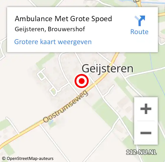 Locatie op kaart van de 112 melding: Ambulance Met Grote Spoed Naar Geijsteren, Brouwershof op 25 december 2014 18:47