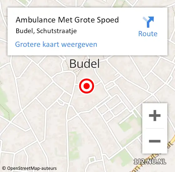 Locatie op kaart van de 112 melding: Ambulance Met Grote Spoed Naar Budel, Schutstraatje op 25 december 2014 18:49
