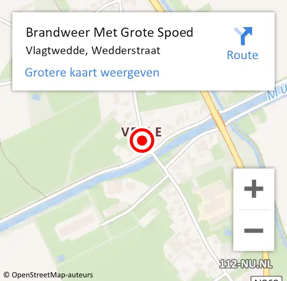 Locatie op kaart van de 112 melding: Brandweer Met Grote Spoed Naar Vlagtwedde, Wedderstraat op 25 december 2014 18:56