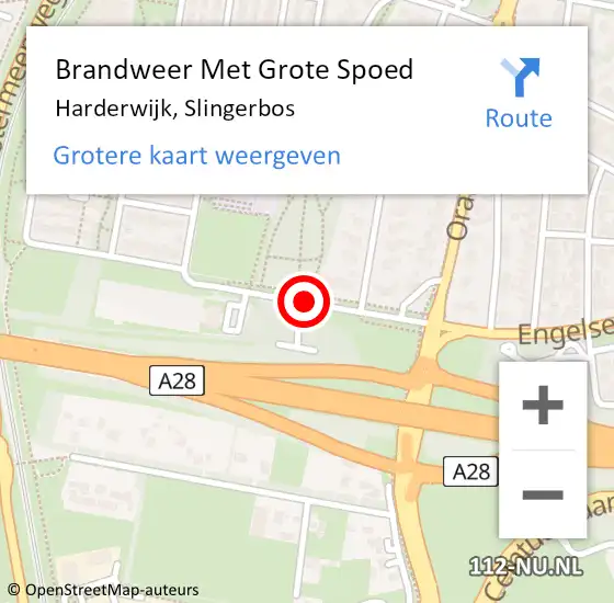 Locatie op kaart van de 112 melding: Brandweer Met Grote Spoed Naar Harderwijk, Slingerbos op 25 december 2014 20:15