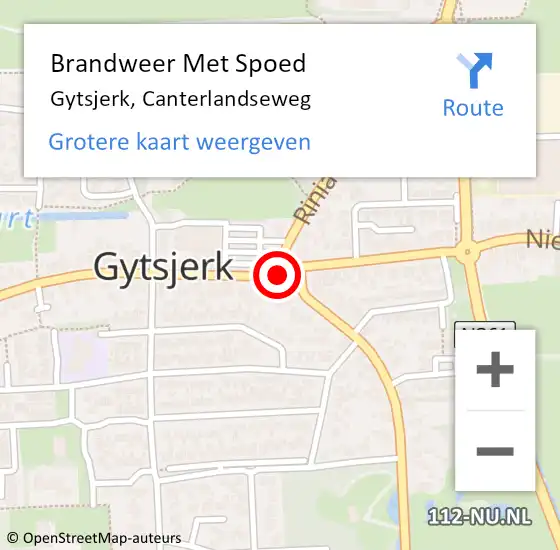 Locatie op kaart van de 112 melding: Brandweer Met Spoed Naar Gytsjerk, Canterlandseweg op 25 december 2014 20:38