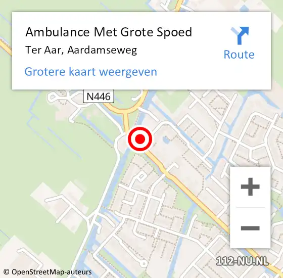 Locatie op kaart van de 112 melding: Ambulance Met Grote Spoed Naar Ter Aar, Aardamseweg op 25 december 2014 21:09