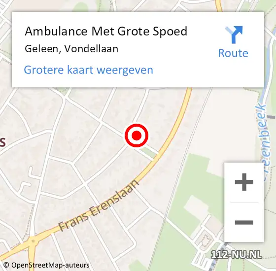 Locatie op kaart van de 112 melding: Ambulance Met Grote Spoed Naar Geleen, Vondellaan op 25 december 2014 21:16