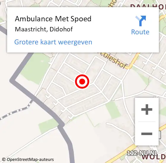 Locatie op kaart van de 112 melding: Ambulance Met Spoed Naar Maastricht, Didohof op 25 december 2014 21:16