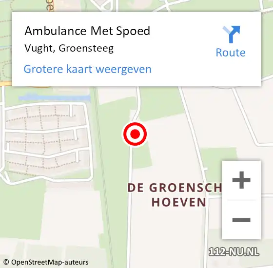 Locatie op kaart van de 112 melding: Ambulance Met Spoed Naar Vught, Groensteeg op 25 december 2014 21:45