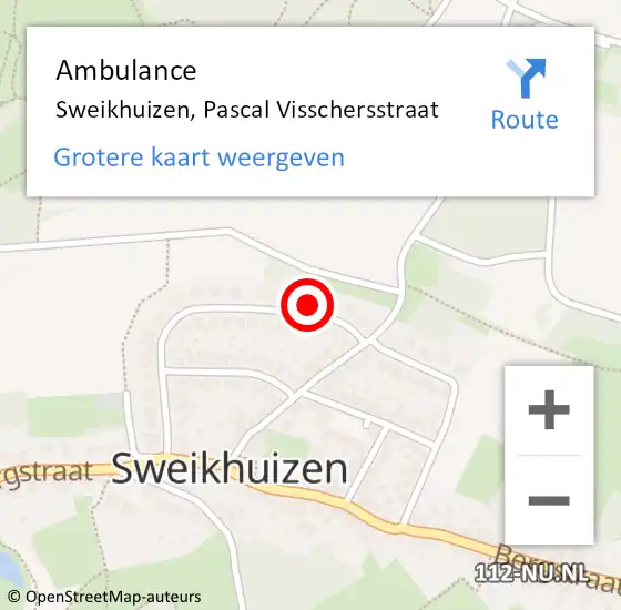 Locatie op kaart van de 112 melding: Ambulance Sweikhuizen, Pascal Visschersstraat op 25 december 2014 22:11