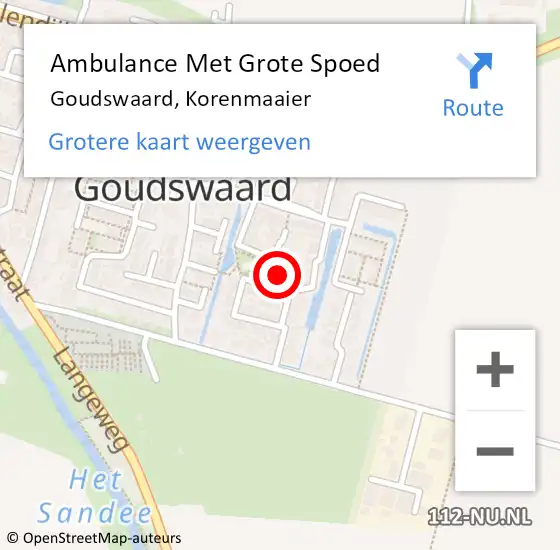 Locatie op kaart van de 112 melding: Ambulance Met Grote Spoed Naar Goudswaard, Korenmaaier op 25 december 2014 22:48