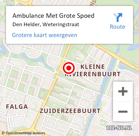 Locatie op kaart van de 112 melding: Ambulance Met Grote Spoed Naar Den Helder, Weteringstraat op 25 december 2014 23:23