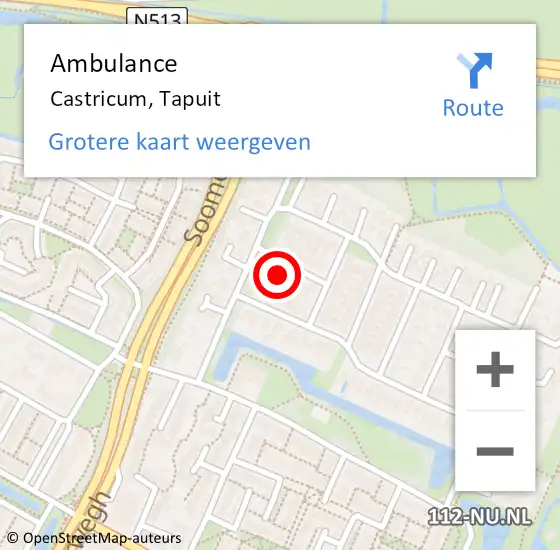 Locatie op kaart van de 112 melding: Ambulance Castricum, Tapuit op 25 december 2014 23:24