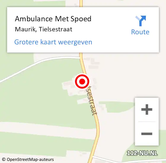 Locatie op kaart van de 112 melding: Ambulance Met Spoed Naar Maurik, Tielsestraat op 25 december 2014 23:38