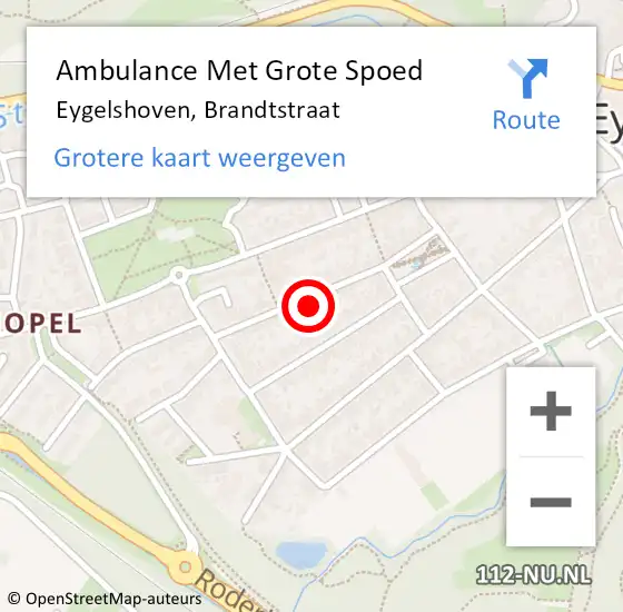 Locatie op kaart van de 112 melding: Ambulance Met Grote Spoed Naar Eygelshoven, Brandtstraat op 25 december 2014 23:53