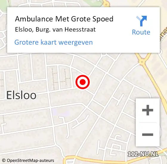 Locatie op kaart van de 112 melding: Ambulance Met Grote Spoed Naar Elsloo, Burg. van Heesstraat op 26 december 2014 00:07