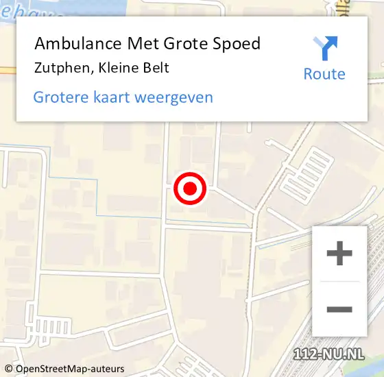 Locatie op kaart van de 112 melding: Ambulance Met Grote Spoed Naar Zutphen, Kleine Belt op 26 december 2014 00:13