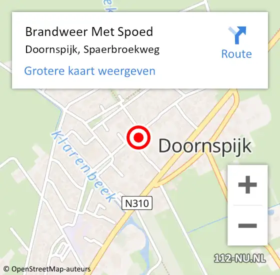 Locatie op kaart van de 112 melding: Brandweer Met Spoed Naar Doornspijk, Spaerbroekweg op 26 december 2014 00:26