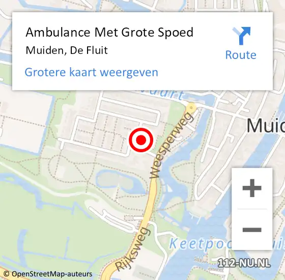 Locatie op kaart van de 112 melding: Ambulance Met Grote Spoed Naar Muiden, De Fluit op 26 december 2014 01:37