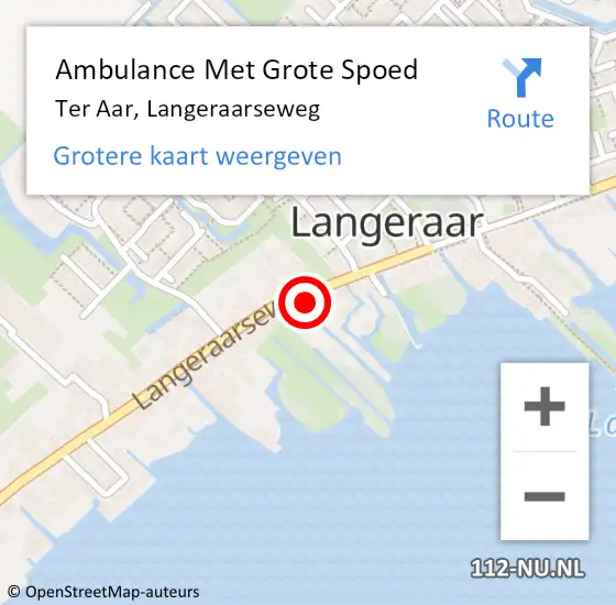 Locatie op kaart van de 112 melding: Ambulance Met Grote Spoed Naar Ter Aar, Langeraarseweg op 26 december 2014 03:34