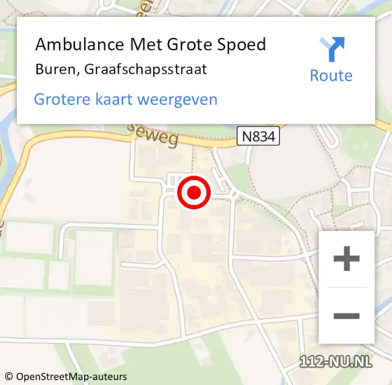 Locatie op kaart van de 112 melding: Ambulance Met Grote Spoed Naar Buren, Graafschapsstraat op 26 december 2014 04:42