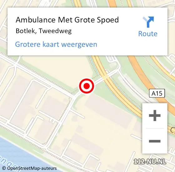 Locatie op kaart van de 112 melding: Ambulance Met Grote Spoed Naar Botlek, Tweedweg op 26 december 2014 05:11