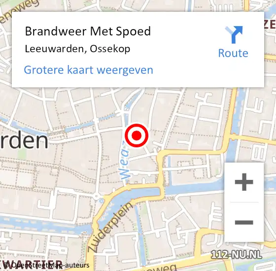 Locatie op kaart van de 112 melding: Brandweer Met Spoed Naar Leeuwarden, Ossekop op 26 december 2014 05:42