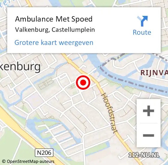 Locatie op kaart van de 112 melding: Ambulance Met Spoed Naar Valkenburg, Castellumplein op 26 december 2014 05:48
