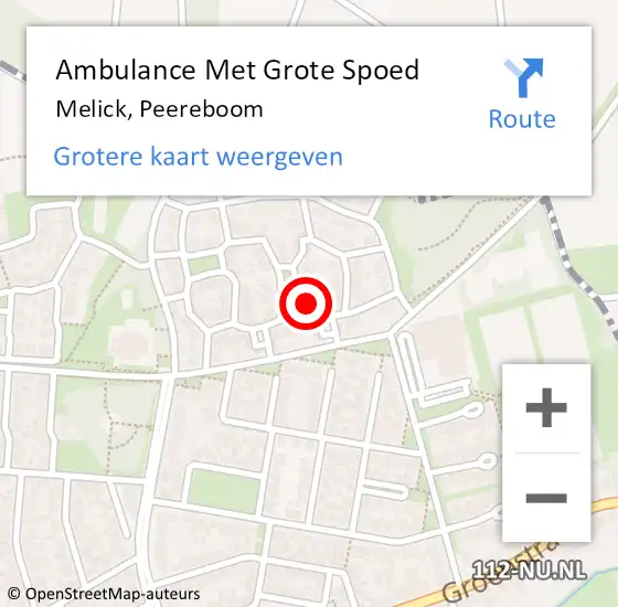 Locatie op kaart van de 112 melding: Ambulance Met Grote Spoed Naar Melick, Peereboom op 26 december 2014 06:44