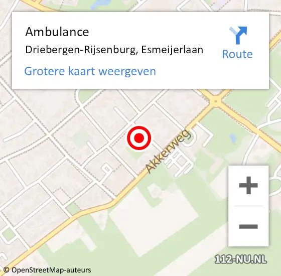 Locatie op kaart van de 112 melding: Ambulance Driebergen-Rijsenburg, Esmeijerlaan op 26 december 2014 08:37