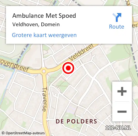 Locatie op kaart van de 112 melding: Ambulance Met Spoed Naar Veldhoven, Domein op 26 december 2014 10:17