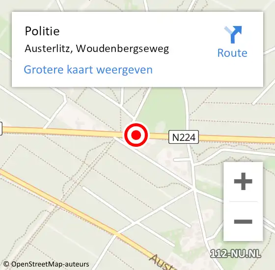 Locatie op kaart van de 112 melding: Politie Austerlitz, Woudenbergseweg op 26 december 2014 10:42