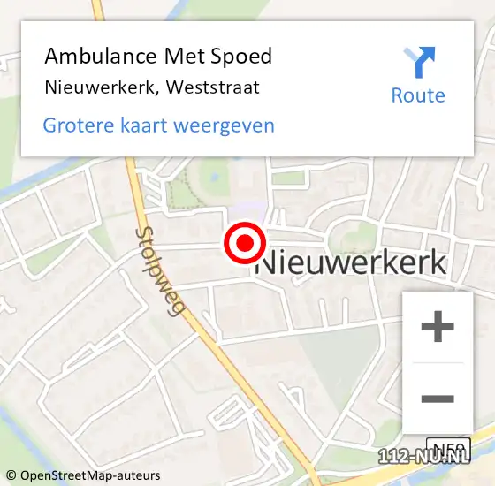 Locatie op kaart van de 112 melding: Ambulance Met Spoed Naar Nieuwerkerk, Weststraat op 26 december 2014 10:46