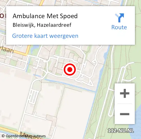 Locatie op kaart van de 112 melding: Ambulance Met Spoed Naar Bleiswijk, Hazelaardreef op 26 december 2014 10:51