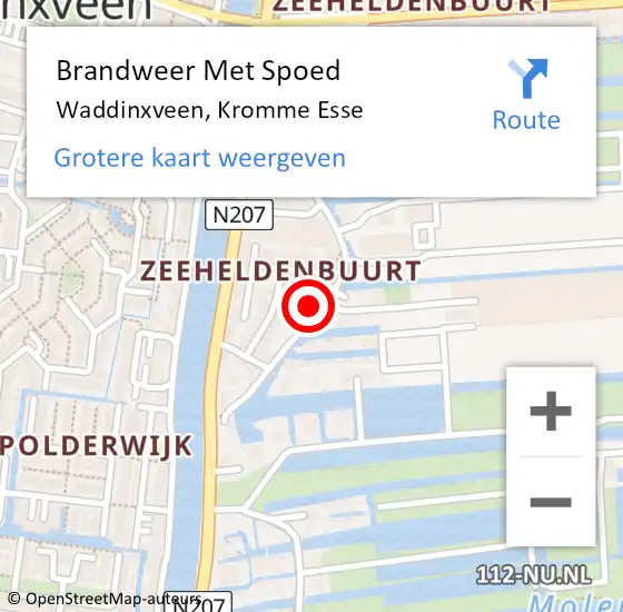 Locatie op kaart van de 112 melding: Brandweer Met Spoed Naar Waddinxveen, Kromme Esse op 26 december 2014 10:52