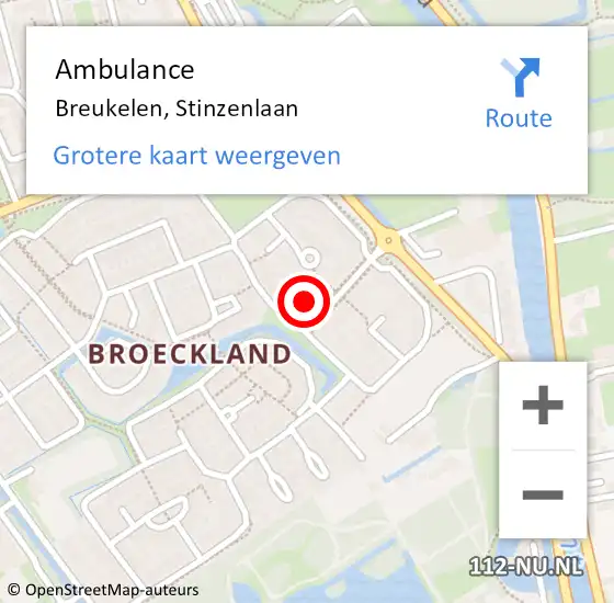 Locatie op kaart van de 112 melding: Ambulance Breukelen, Stinzenlaan op 26 december 2014 10:54