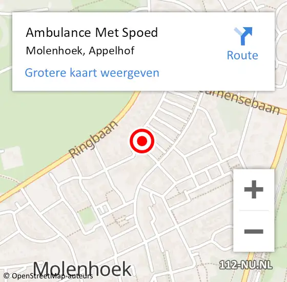 Locatie op kaart van de 112 melding: Ambulance Met Spoed Naar Molenhoek, Appelhof op 26 december 2014 11:17