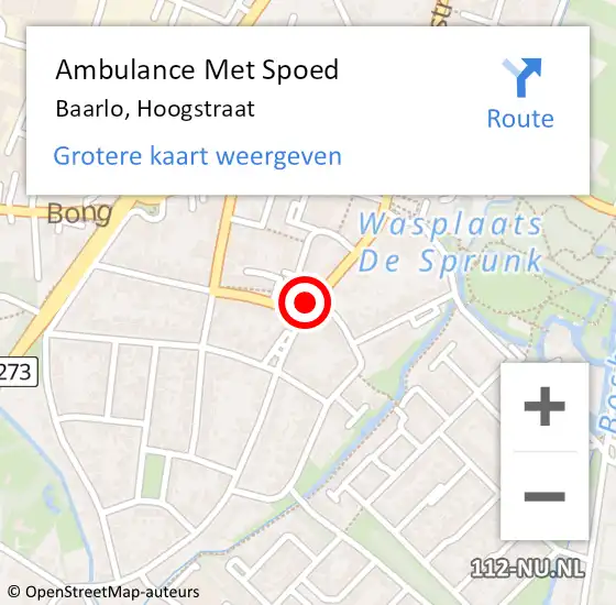 Locatie op kaart van de 112 melding: Ambulance Met Spoed Naar Baarlo, Hoogstraat op 26 december 2014 11:19