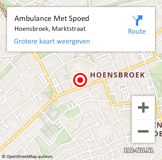 Locatie op kaart van de 112 melding: Ambulance Met Spoed Naar Hoensbroek, Marktstraat op 26 december 2014 11:54